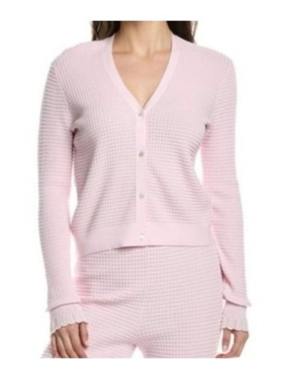 NWT Theory Petite Soft Pink Lace Trim Bristol Cotton Cardigan P MSRP $325